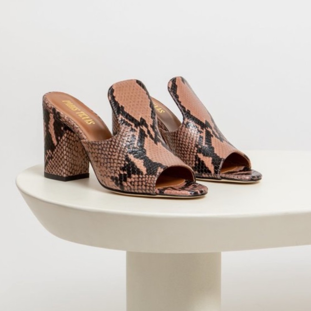 Paris Texas Snake Printed Mules
